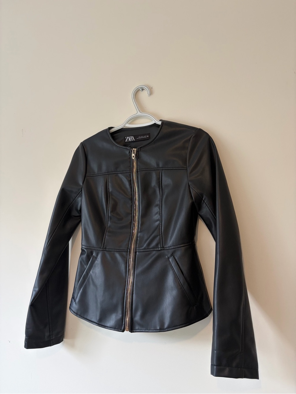 ZARA Black Faux Leather Zip-Up Jacket - Picture 4 of 5